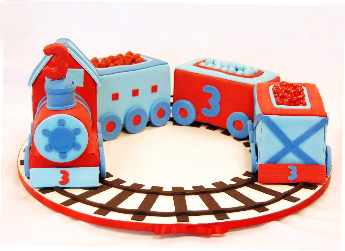Fondant candy train cake